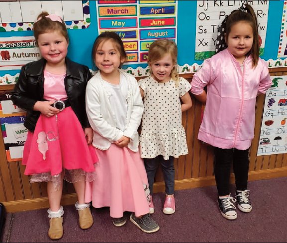 Ruby-Kate Calvert, Chaney Sciple, Addison Fields, and Scarlet Moody were all decked out for ‘50s Day at Kemper Academy last week.