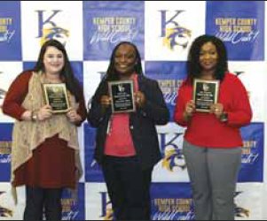 Parents of the Year (l-r): Ashley Boren, Lower Elementary; Genetrice Doss, Middle School; Felicia Chamberlain, Upper Elementary. Not pictured: Linda Cole, Kemper County High School, CTE & District Parent of the Year.